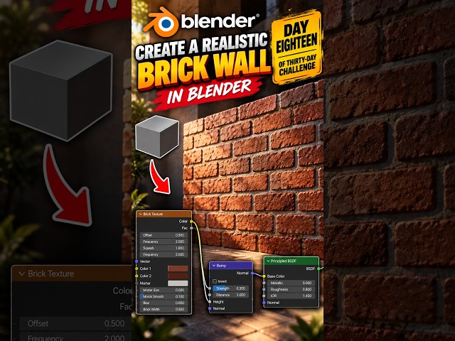 How to Make a Realistic Brick Wall in Blender | Blender Tutorial for Beginners  #blender3d