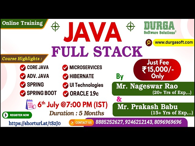JAVA FULL STACK Online Training @ DURGASOFT