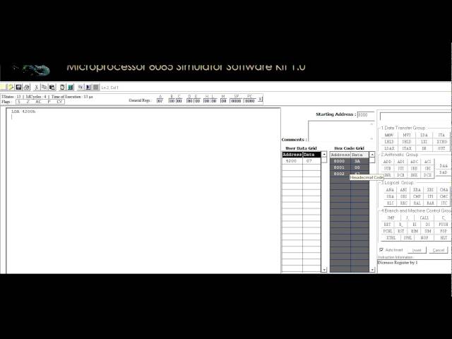 Microprocessor 8085 Simulator software kit working process
