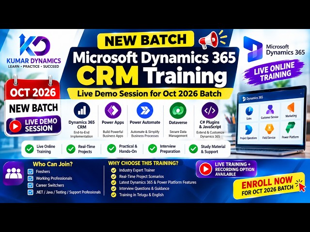 🚀 Microsoft Dynamics 365 CRM – October 2026 New Batch | Live Demo & Course Overview