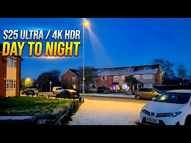 Day to Night Snow Walk ❄️ Whitby Park towards Cheshire Oaks | 4K 60fps HDR | No Talking