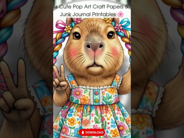 Cute Capybara Junk Journal Printables & Craft Papers 🌸 #craftsforkids #digitalprintables #diyforkids