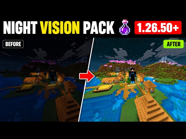 Minecraft Night Vision Texture Pack 26.52+ | Works in Servers & Realms 🔥