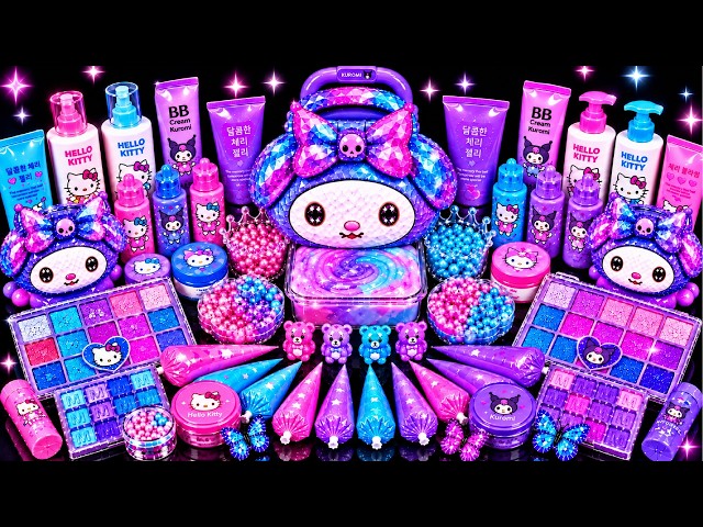 MY MELODY GLITTER SLIME 🎀✨ Makeup & Glitter Mixing | 30 Min Clear Slime ASMR