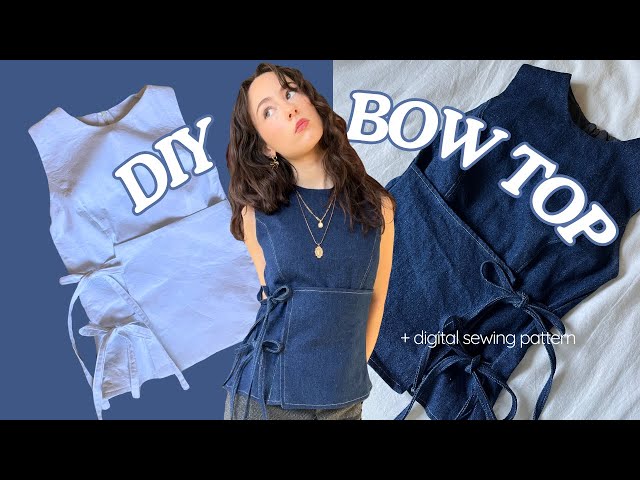 DIY SIDE TIE TOP | sew your own denim bow top! | digital sewing pattern available
