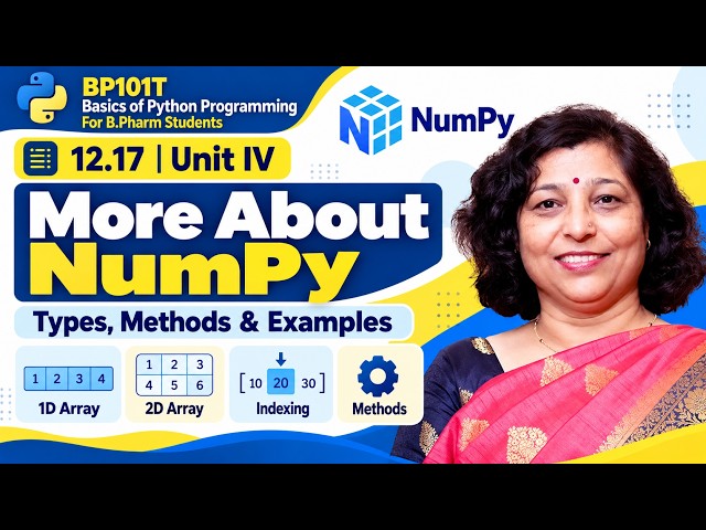 12.17 Unit IV More About NumPy | 1D & 2D Arrays, Data Types, Operations & Methods with Examples