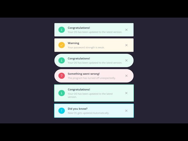 Alert Notification Messages and Toast Messages In  CSS || Simple Toast Messages || Flash Messages