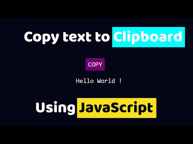 How to copy text to Clipboard || Javascript Tutorial || Easy Coding