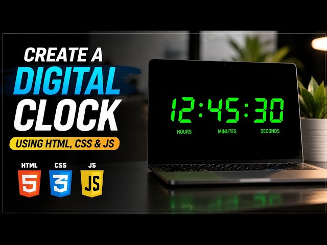 Create a Digital Clock Using HTML, CSS & JavaScript ⏰ | Beginner Web Project