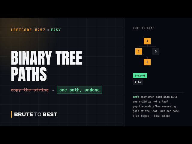 LeetCode #257: Binary Tree Paths — One Path List, Undone on the Way Back