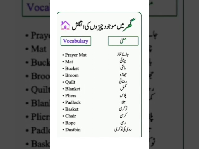 Home Essentials l #dailyenglishpractice