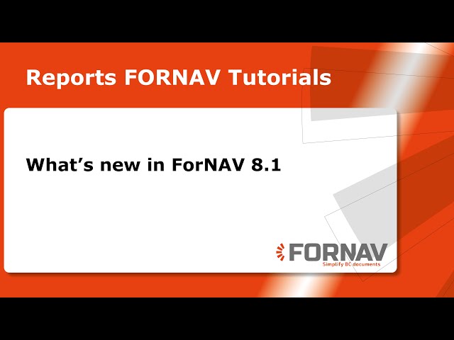 What’s New in FORNAV 8.1
