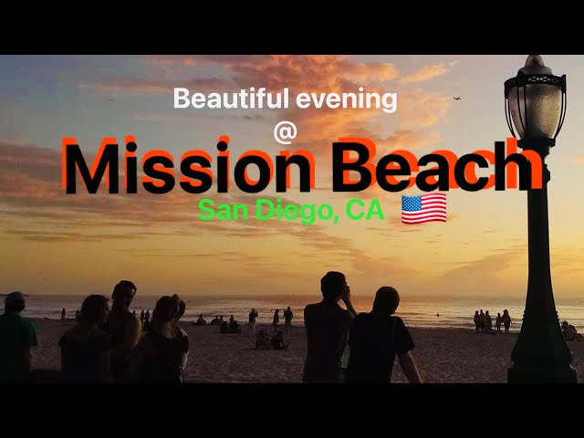 Evening view of Mission beach boardwalk & Belmont park , San Diego, California.