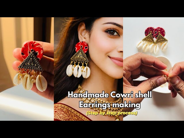 Handmade Cowrie Shell Earrings | Step-by-Step Jewellery Making Tutorial #handmadejewellery 