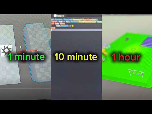 Made a Roblox game in 1 minute, 10 minute, and 1 hour.