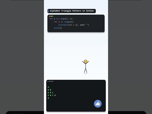 Alphabet Triangle Pattern in Python 🔤 | Using Nested Loops #Shorts