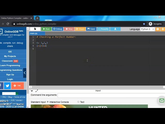Python program to check whether a number is a perfect number or not.