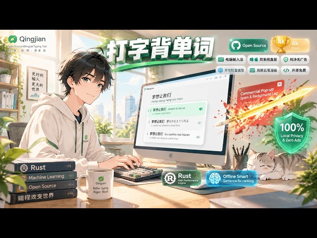 2. 商业输入法天天弹窗偷跑后台？GitHub狂揽4k星的开源双语输入法，打字无痛背单词 | Rust Offline Smart IME