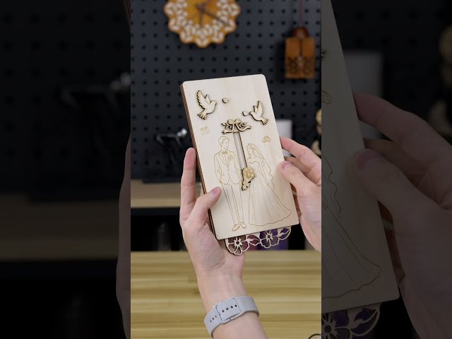 Laser-Cut Wedding Invitation —A Keepsake, Not Just Paper 🤍 #laserengraver #woodworking #diy #shorts