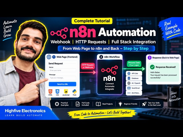 n8n Automation Tutorial | Webhooks, HTTP Requests & Full Stack Website Integration
