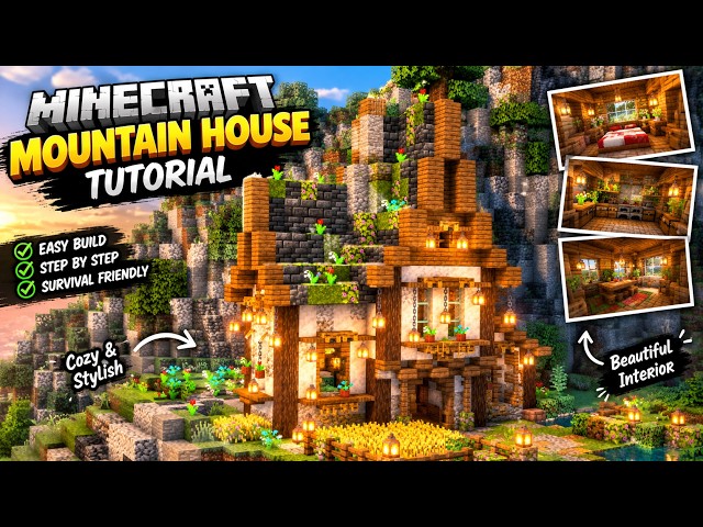 Minecraft Mountain House Tutorial 🏡 | Cozy Survival House Build