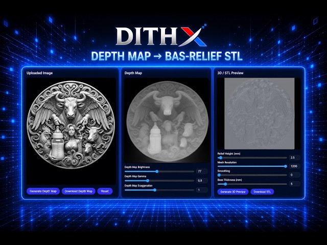 💥 DithX Depth Map STL Generator – Perfect for Fiber & UV Laser Engraving