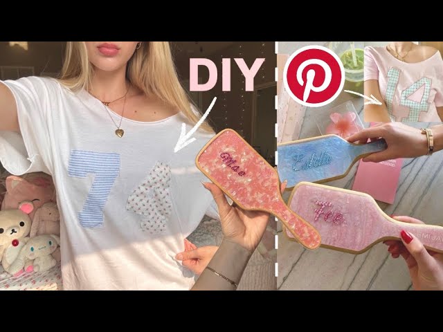 PINTEREST DIYs 🐚🍧 patchwork shirt, custom hairbrush, phone charm + sticker collage case! 𓆉°❀