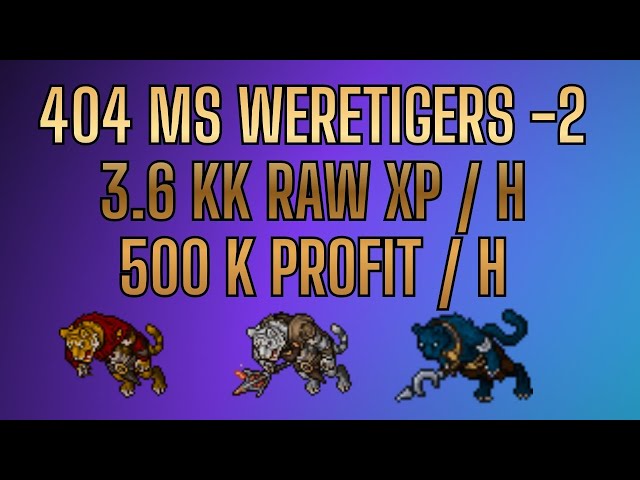 Tibia 400 MS Weretigers -2 ~ 3.6kk raw xp / h ~ 600k profit / h - Oskayaat