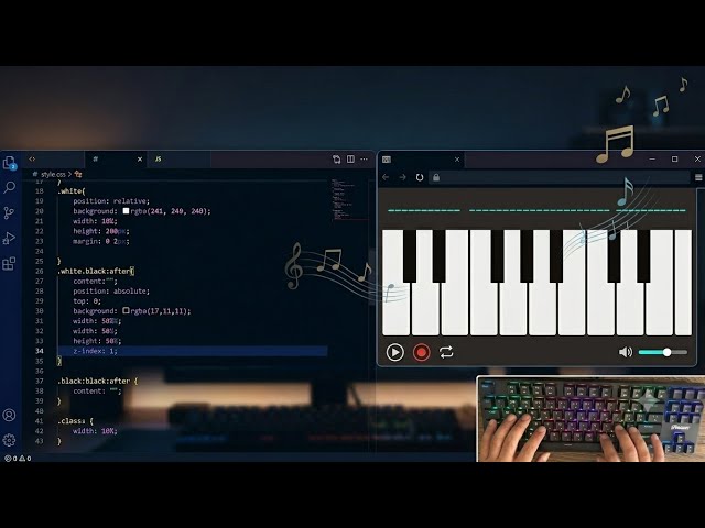 ASMR Programming - Piano  App with javascript - No Talking