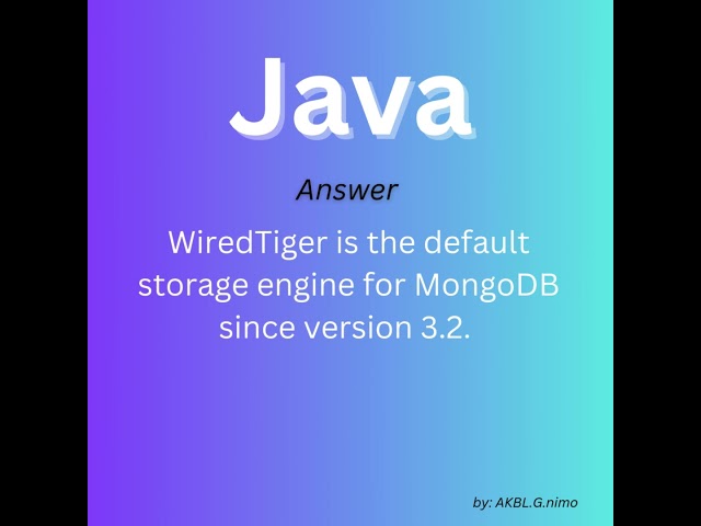 What is WiredTiger Storage? #concurrency   #learning #springboot #maven  #javainterview