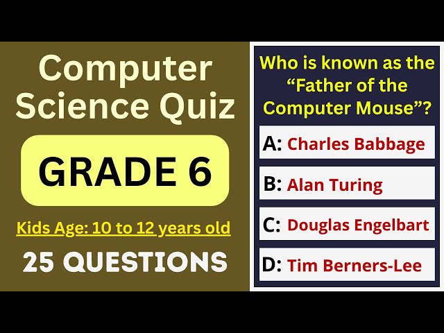 Computer Science Quiz for Grade 6 | 25 MCQs | Age 10–12 | Olympiad & School Test | Class 6 IT Exam