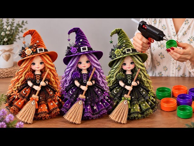 🎃 You Won’t Believe These Halloween Witch Dolls Are Made from Bottle Caps! 🧙‍♀️ | DIY Recycled Craft
