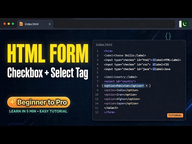 HTML Form: Checkbox & Dropdown (Select Tag) Explained | Hamid Web Dev