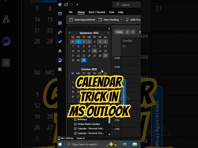 Must know calendar trick in MS Outlook! #shorts