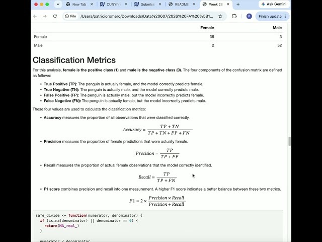 DATA 607 Week 2B: Classification Metrics and Probability Thresholds