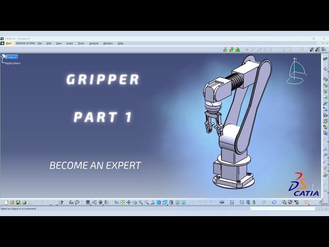 Robotic Arm Gripper - CATIA V5 English Tutorial - Part 1