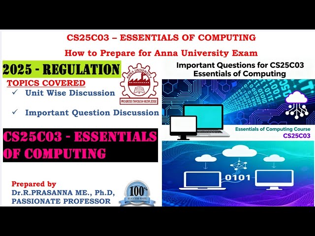 Anna University Exam Preparation CS25C03 - Essentials of Computing Important Questions