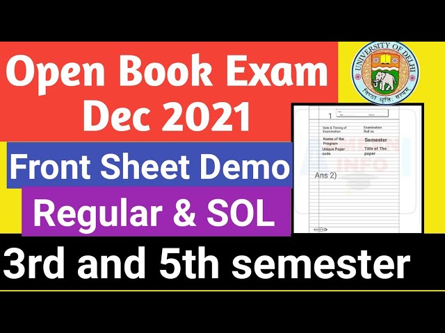 SOL Open Book Exam Front Sheet Demo December 2021 | Ameeninfo