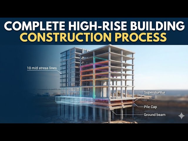 Complete Construction Process of a 10-Story High-Rise Building | 3D Animation Tutorial