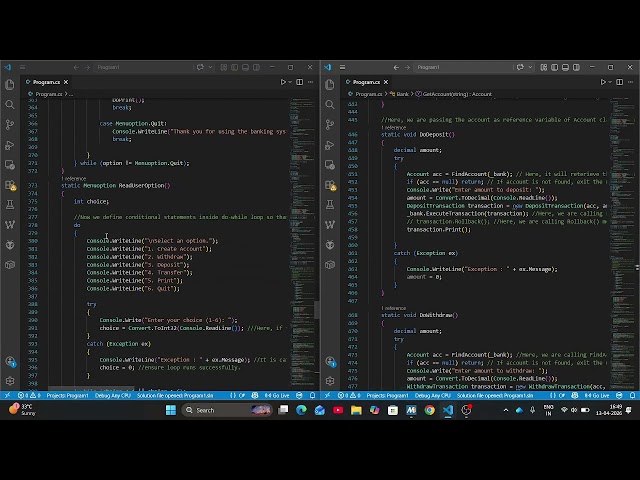 C# Banking System Project | OOP Concepts (Abstraction, Encapsulation, Transactions)