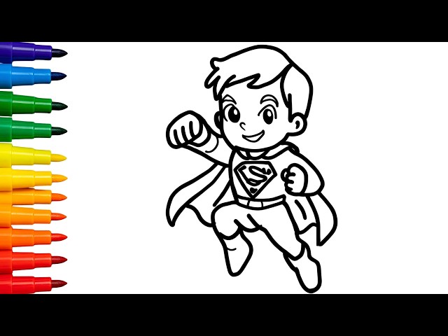 How to Draw Superman for kids | Easy Superhero Drawing & Coloring for Toddlers