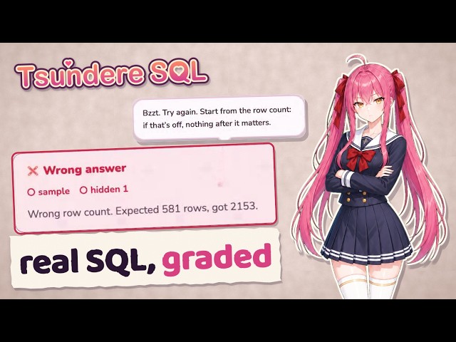 TsundereSQL trailer: the anime visual novel that grades your real SQL