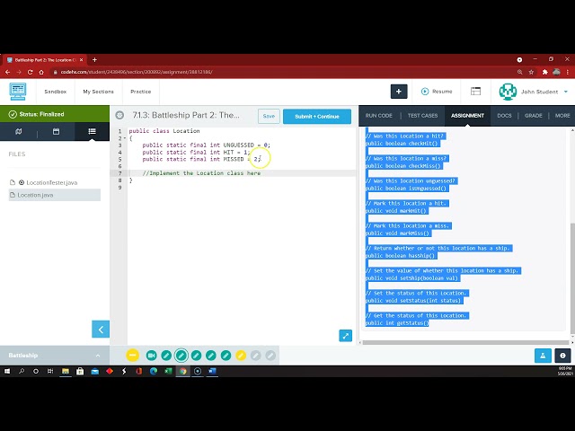 CodeHS Battleship 1 to 4