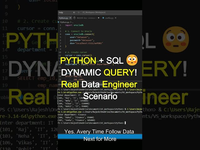 Python + SQL: Create Dynamic SQL Queries 🚀 | Real Data Engineering Example #dataengineer