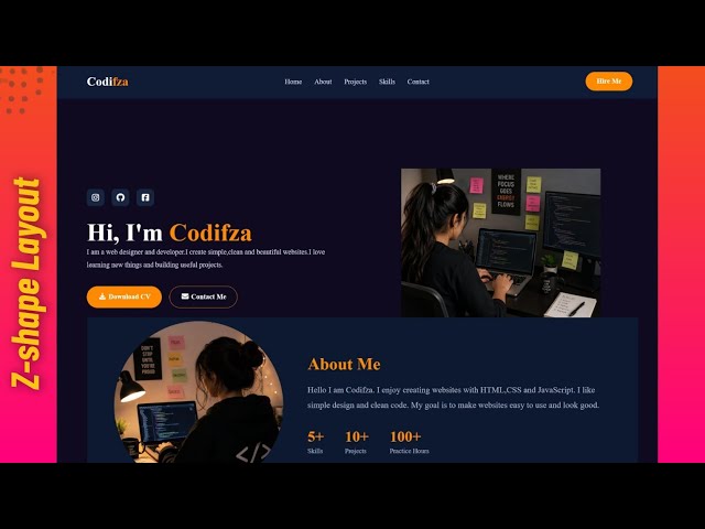 How to Create a Z-Shape Layout Website Using HTML & CSS | Modern Web Design