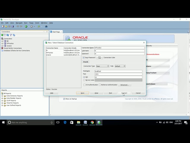 Oracle SQL Developer---Connections---Running SQL Queries
