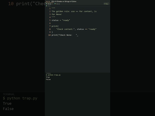 Why "is" Breaks on Strings in Python! 💥 #python #programming #coding #softwareengineer