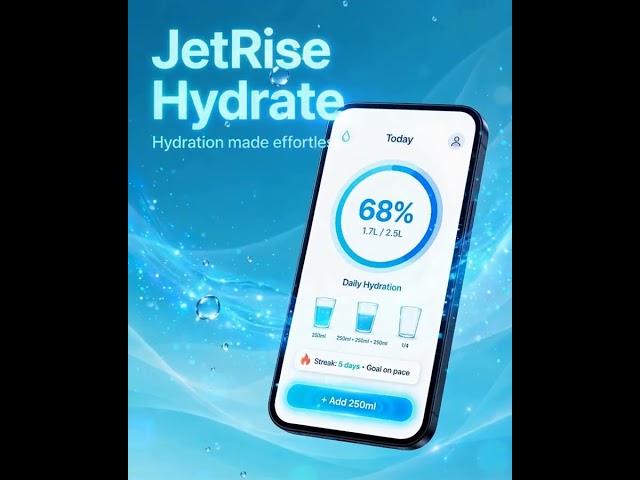 Jetrise Hydrate — Never Miss Your Water Goal (FREE)