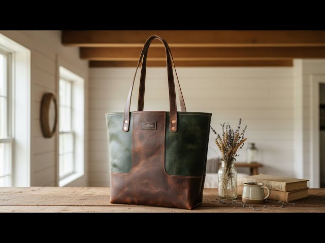 Making our HANDMADE LEATHER Mountain TOTE BAG.