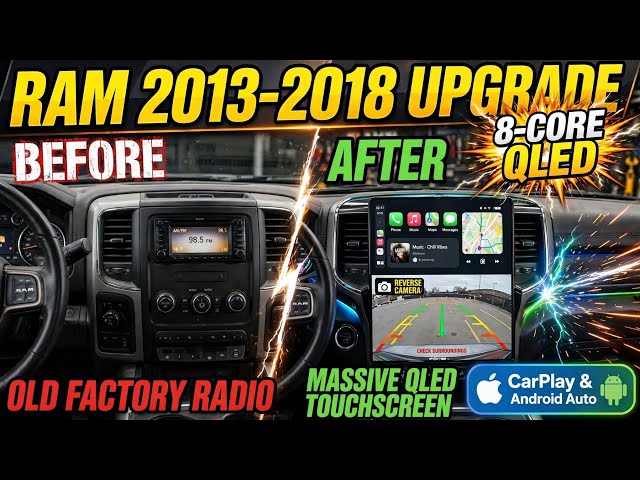 2013-2018 Dodge Ram Wireless Carplay Android Auto Reverse Camera installation 14.5"